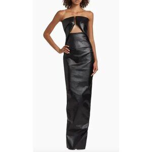 RICK OWENS Abito Prong Dress Long Gown Black Cut Out Porterville Strapless